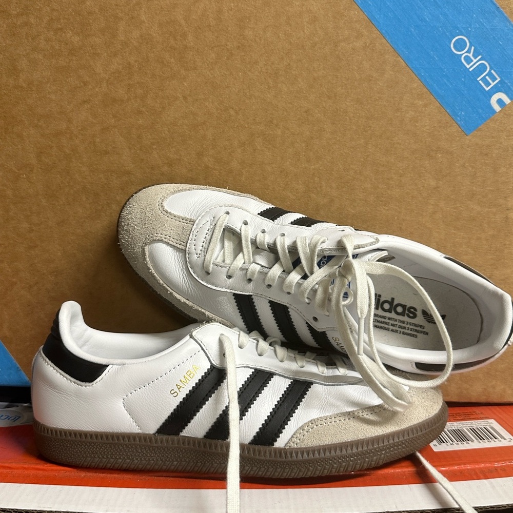 Adidas Samba White and Black Trainers